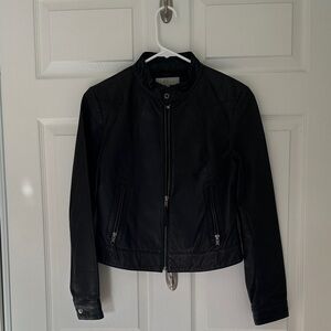Elegant Black Leather Jacket for Women